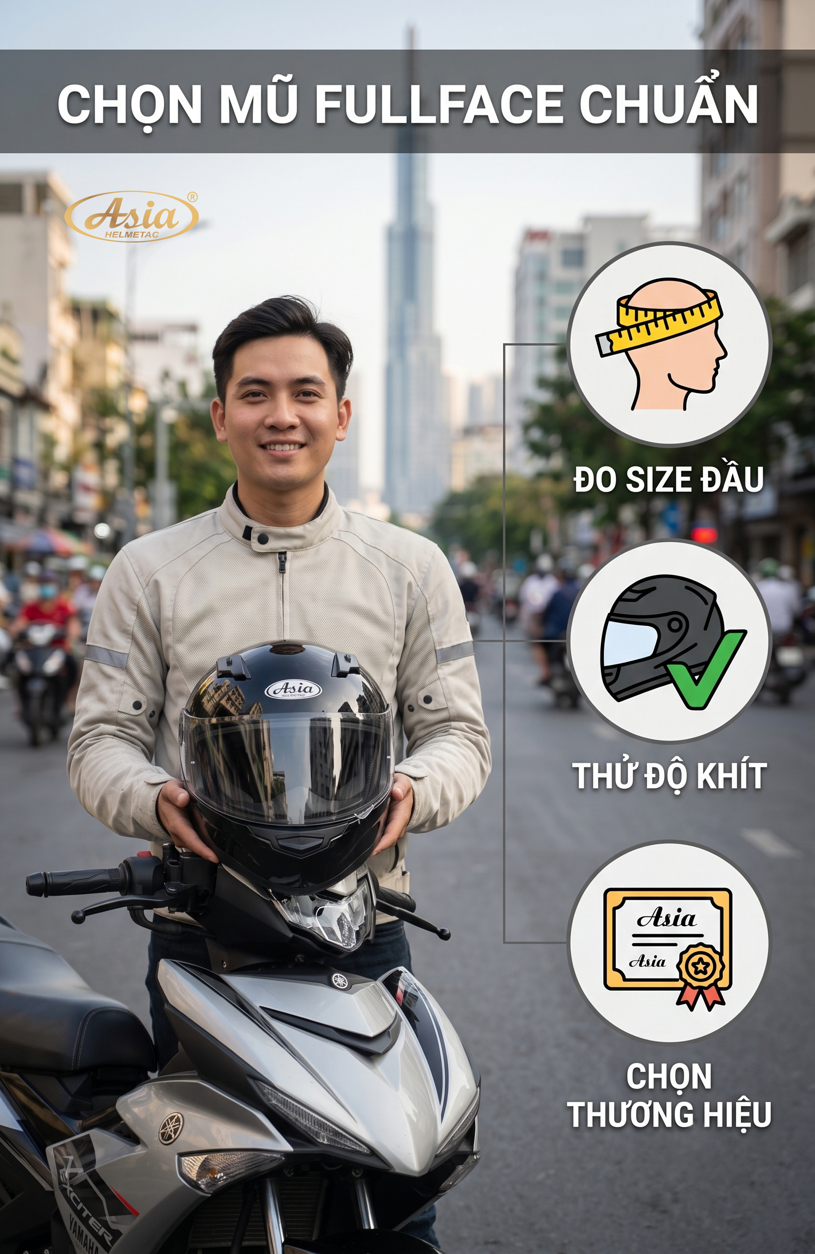 Cách chọn mũ Fullface chuẩn cho người mới bắt đầu
